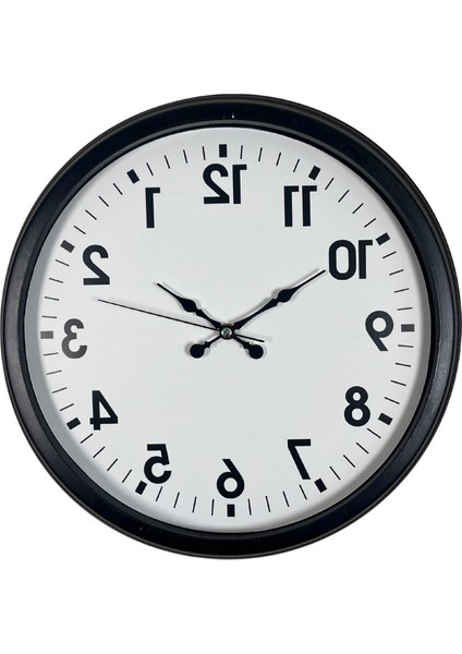 Siyah Ters Zaman 40 x 40 cm Metal Duvar Saati modelleri