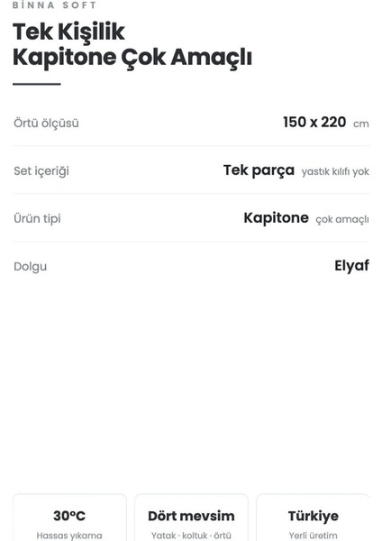 Kapitone Çok Amaçlı Tek Kişilik Yatak Örtüsü 150X220 cm fırsatları