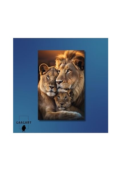 Tekli Dikey Kanvas Duvar Tablosu Sarılmış Aslan Ailesi, 100 x 150 fırsatları
