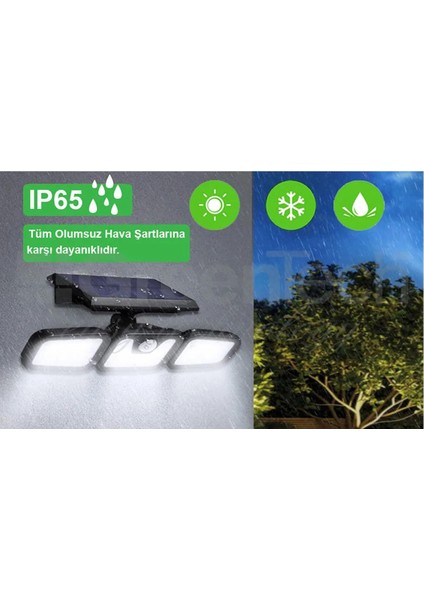 Greentech Güneş Enerjili Hareket Sensörlü 3 Taraflı LED AYDINLATMA/GT-SL07 fırsatları