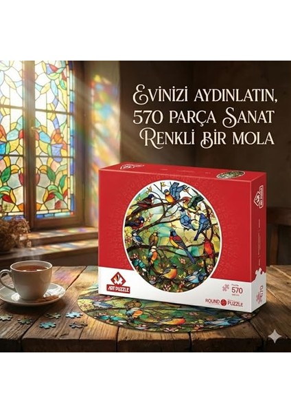 Vitray Orman Korosu 570 Parça Round Puzzle modelleri