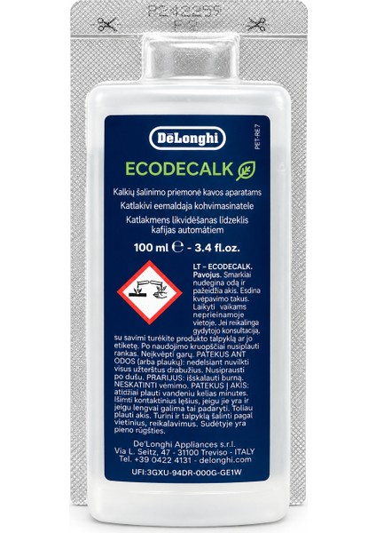 DeLonghi DLSC101 Ecodecalk 100ML Kahve Makinesi Temizleme Solüsyonu (Kutusuz)