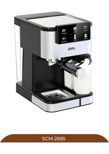SCM 2995 Kapsül Kahve Aparatlı Inox Espresso Makinesi 1350 W Caffè Latte İçecek Türü