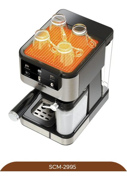 SCM 2995 Kapsül Kahve Aparatlı Inox Espresso Makinesi 1350 W Caffè Latte İçecek Türü