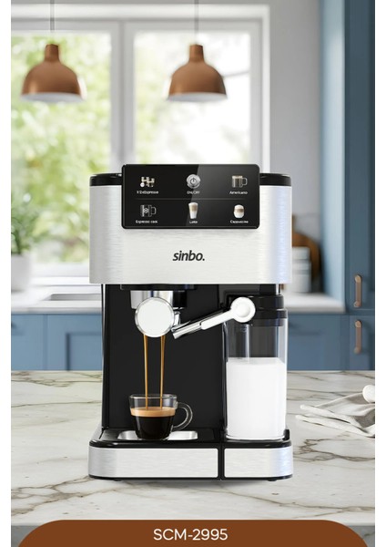 SCM 2995 Kapsül Kahve Aparatlı Inox Espresso Makinesi 1350 W Caffè Latte İçecek Türü