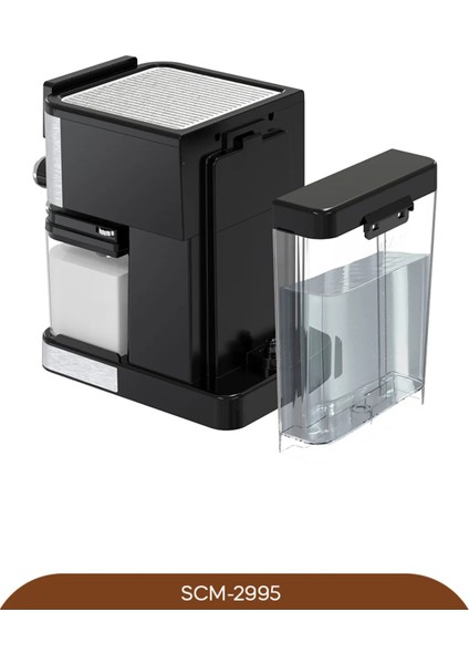 SCM 2995 Kapsül Kahve Aparatlı Inox Espresso Makinesi 1350 W Caffè Latte İçecek Türü