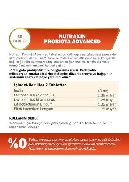 Nutraxin Probiota 60 Tablet modelleri