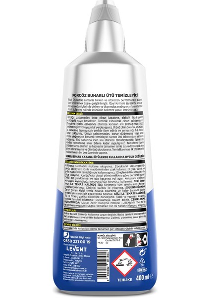 Porçöz Buharlı Ütü Temizleyici 400 ml fiyatları