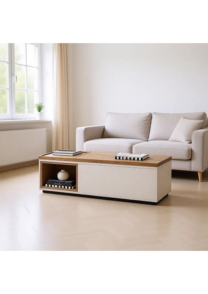 Loreto Orta Sehpa Kırık Beyaz 123 cm Genişlik 70 cm Derinlik Ağaç ve Suntalam Malzeme fırsatları