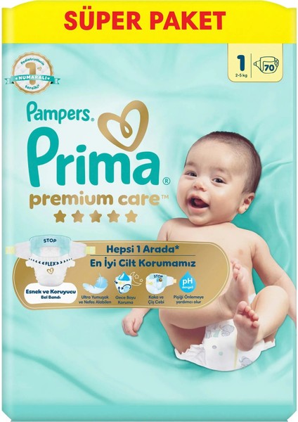 Premium Care Süper Paket 1 Numara 70 Adet Bebek Bezi fiyatları