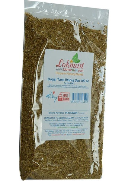 Haşhaş Tohumu Tane Doğal Sarı 100 gr Paket modelleri