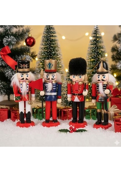 Nutcracker Premium Ahşap Fındıkkıran Asker Figürleri (6'lı), 13 cm fırsatları