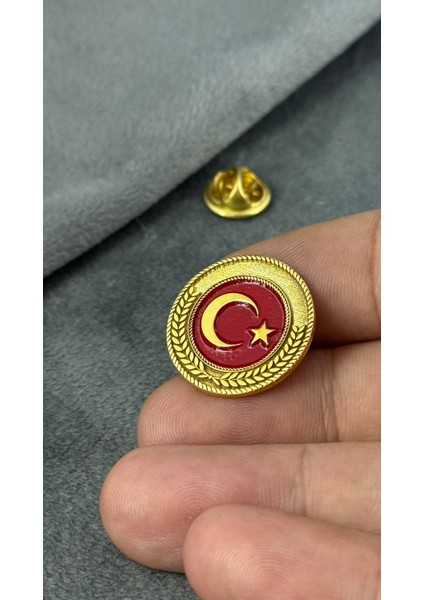 Ay Yıldız Çelenk Altın Kaplama Yaka Rozeti modelleri