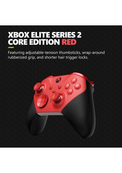 Xbox Elite Series 2 Core Wireless Gaming Controller – Red – Xbox Series X|s, Xbox One, Windows Pc, A modelleri