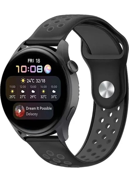 Bezos Watch 20MM Uyumlu Spor Delikli Kordon - Siyah-Füme Fiyatı