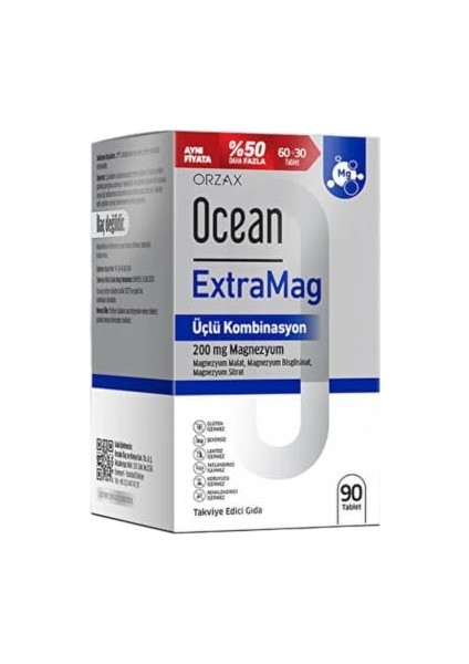 Ocean Extramag Üçlü Magnezyum Kombinasyonu 90 Tablet fiyatları