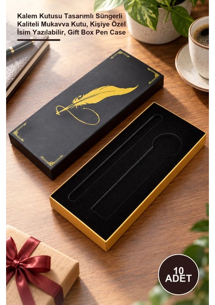 Yenilig 10 Adet Hediye Kutusu – Kalem Kutusu Tasarımlı Süngerli Kaliteli Mukavva Kutu, Kişiye Özel Isim Yazılabilir, Gift Box Pen Case