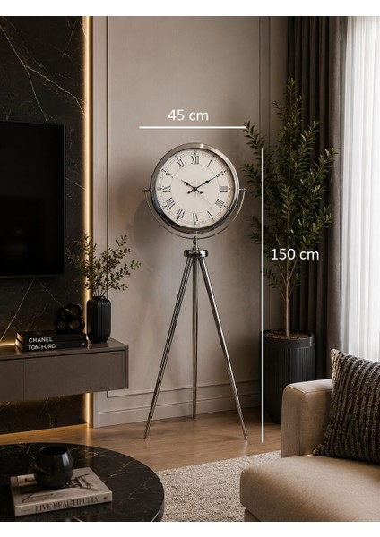 Krom Asalet 150 x 45 cm Tripod Ayaklı Saat indirimleri