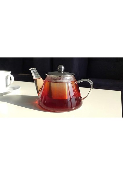 V Model Süzgeçli Cam Demlik -Çayvebitki Çayı Tea Pot 500 ml fiyatları
