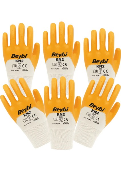 Pamuk Nitirl KN2 10 Beden Sarı Eldiven 12li Paket EN388 (3121X) Unisex Özellikler