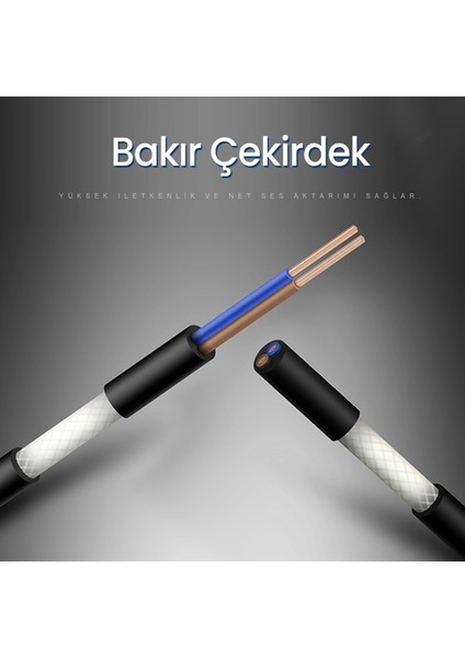 3.5mm Aux To 2 Rca Ses Kablosu 1.5 Metre fırsatları