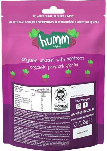 Organik Vegan Pancarlı Grissini - 55G fırsatları
