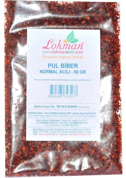 Pul Biber Normal Acılı 50 gr Paket fiyatları