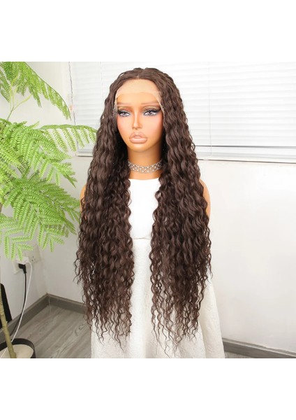 Afro Dalga Kumral Fiber Sentetik Tül Peruk modelleri