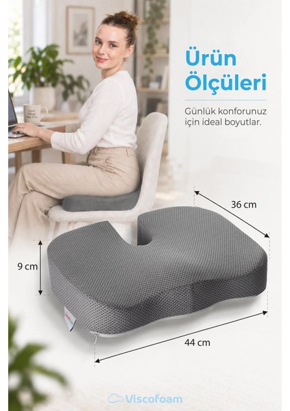 Ortopedik Oturma Minderi Hemeroid Kuyruk Sokumu Coccyx Oturma Minderi Visco Minder Gri modelleri