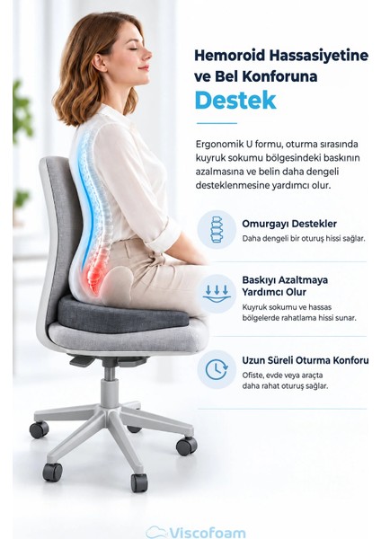 Ortopedik Oturma Minderi Hemeroid Kuyruk Sokumu Coccyx Oturma Minderi Visco Minder Gri indirimleri