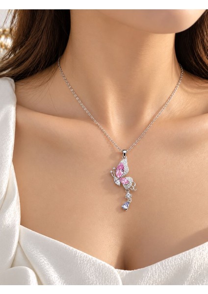 Pembe Kanatlı Kelebek Kolye Çelik fiyatları