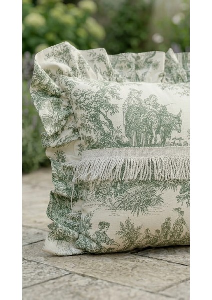 Toile Verde Ruffle Yastık indirimleri