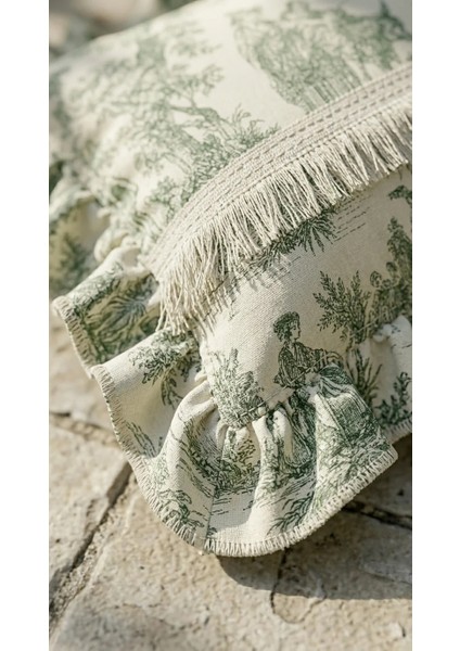 Toile Verde Ruffle Yastık