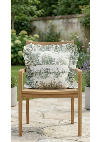 Toile Verde Ruffle Yastık