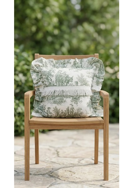 Toile Verde Ruffle Yastık