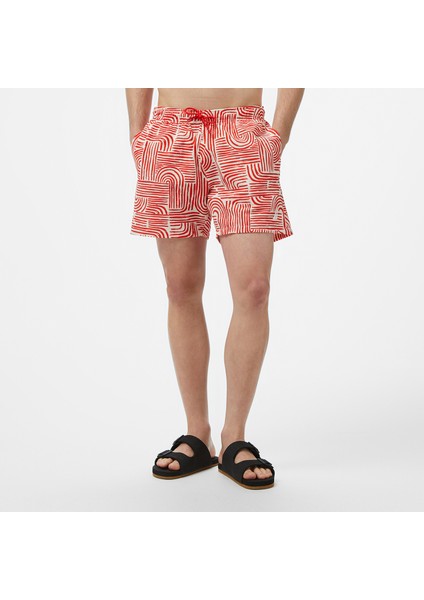 Men's Red Regular Fit Patterned Swim Shorts modelleri
