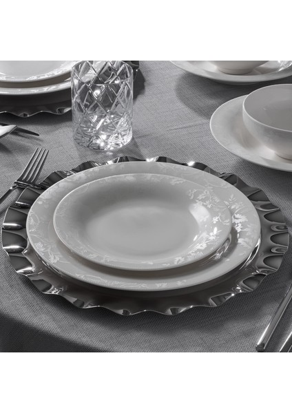 Lily 24-Piece 6-Person Bone Dinnerware Set - White fiyatları
