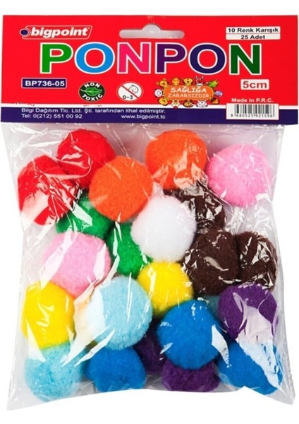Ponpon 5 cm 10 Renk; 25'li Poşet fiyatları