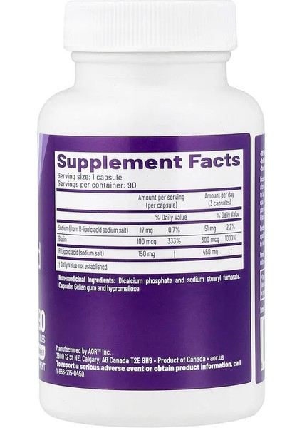 Aor, R-Lipoic Acid, 90 Capsules fiyatları