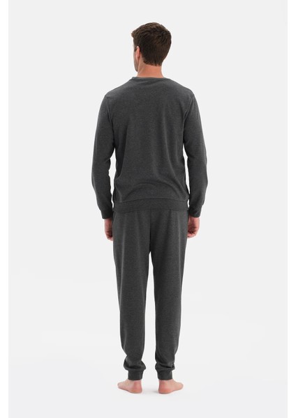 Anthracite Melange Panel Detail Long Sleeve Pajama Set fiyatları