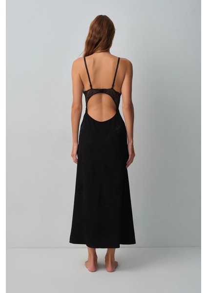 Black Private Lace Long Nightgown modelleri