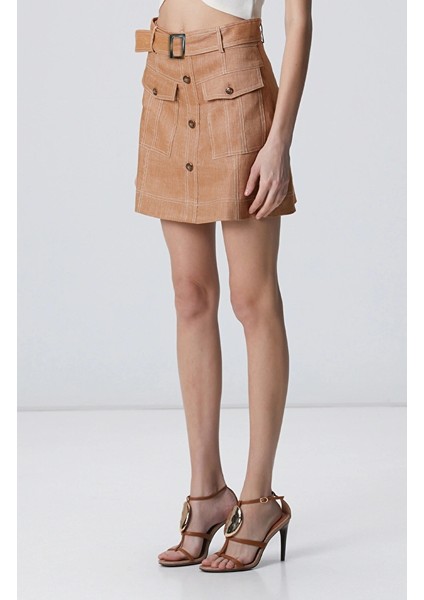 Tobacco Linen Blend Skirt fiyatları