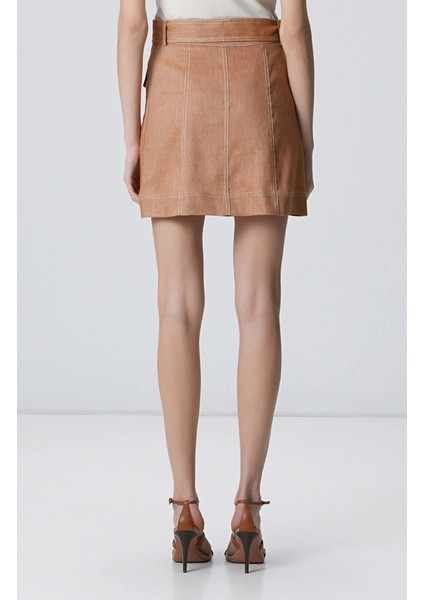 Tobacco Linen Blend Skirt fırsatları