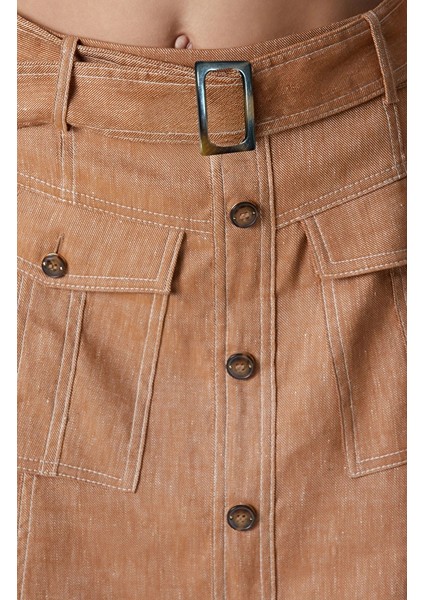 Tobacco Linen Blend Skirt indirimleri