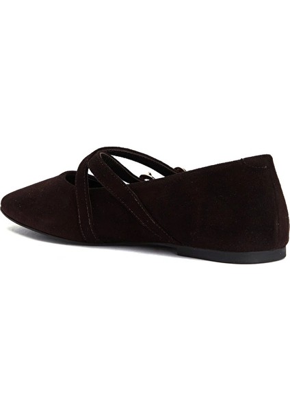 Dark Brown Suede Ballet Flats modelleri