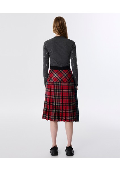Asymmetric Pleated Plaid Skirt indirimleri