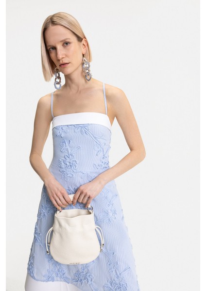 Blue-White Sleeveless Midi Dress modelleri