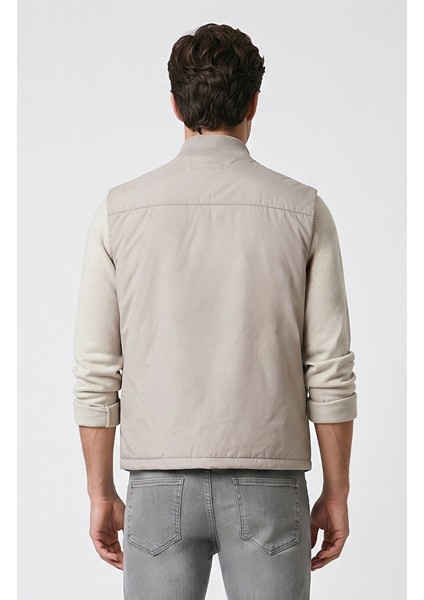 Stone Stand Collar Pocket Detail Casual Vest fırsatları