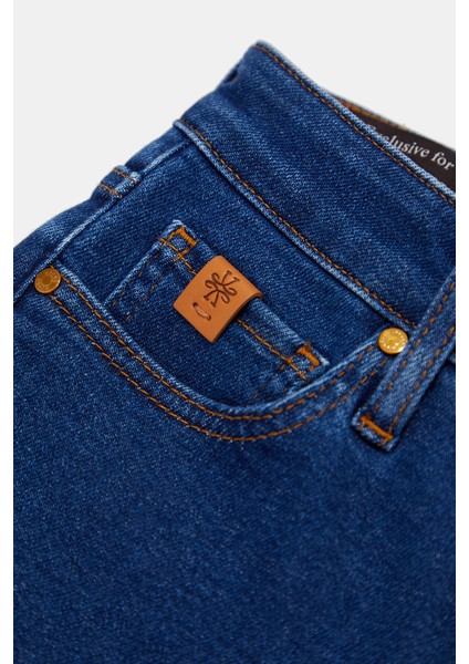 Navy Slim-Leg Denim Trousers fırsatları