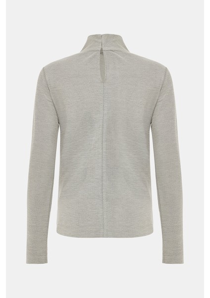 Grey Stand Collar Long Sleeve T-Shirt fiyatları